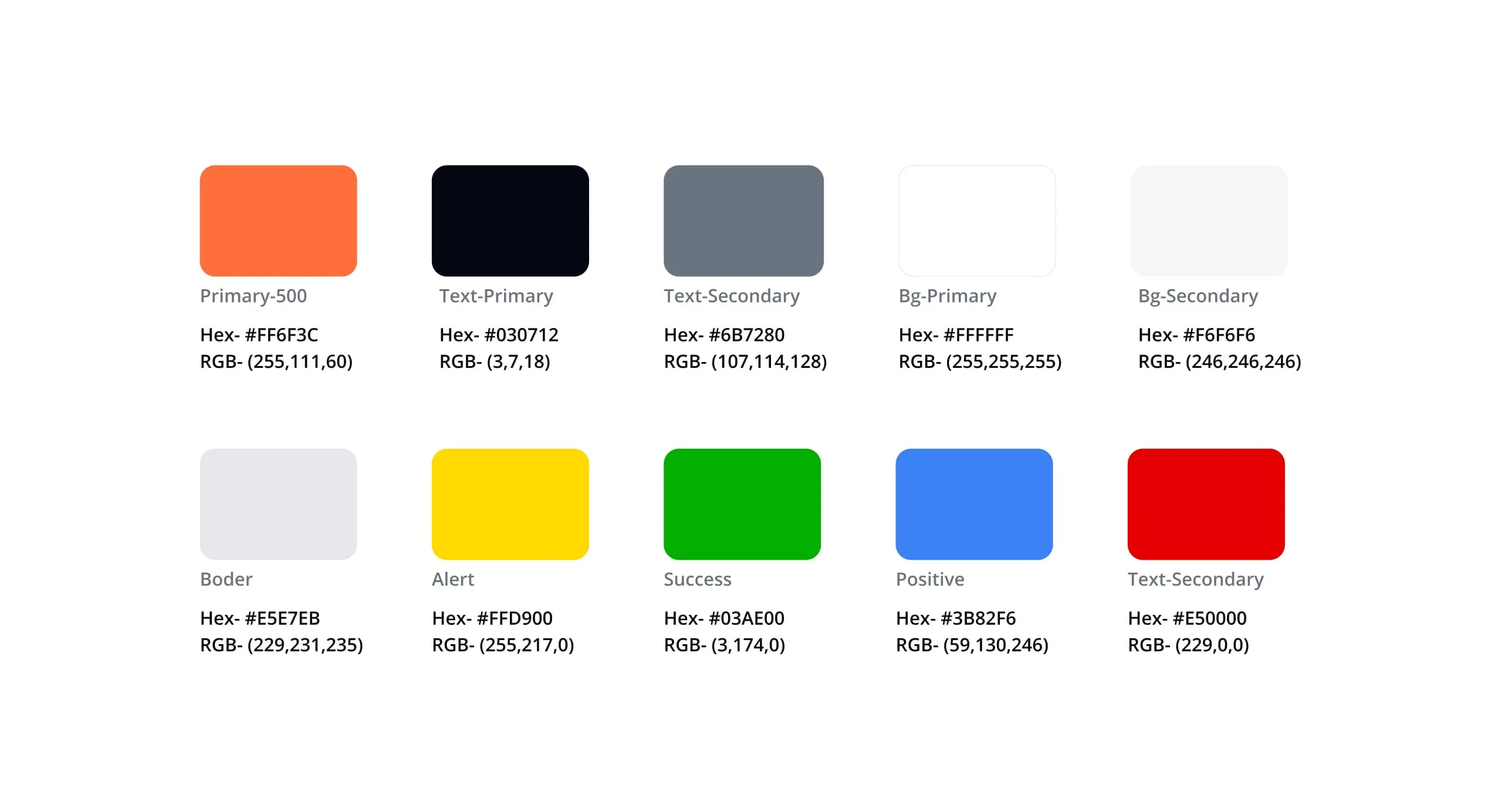 Colour palette for the Tygrhub design system with hex and RGB values