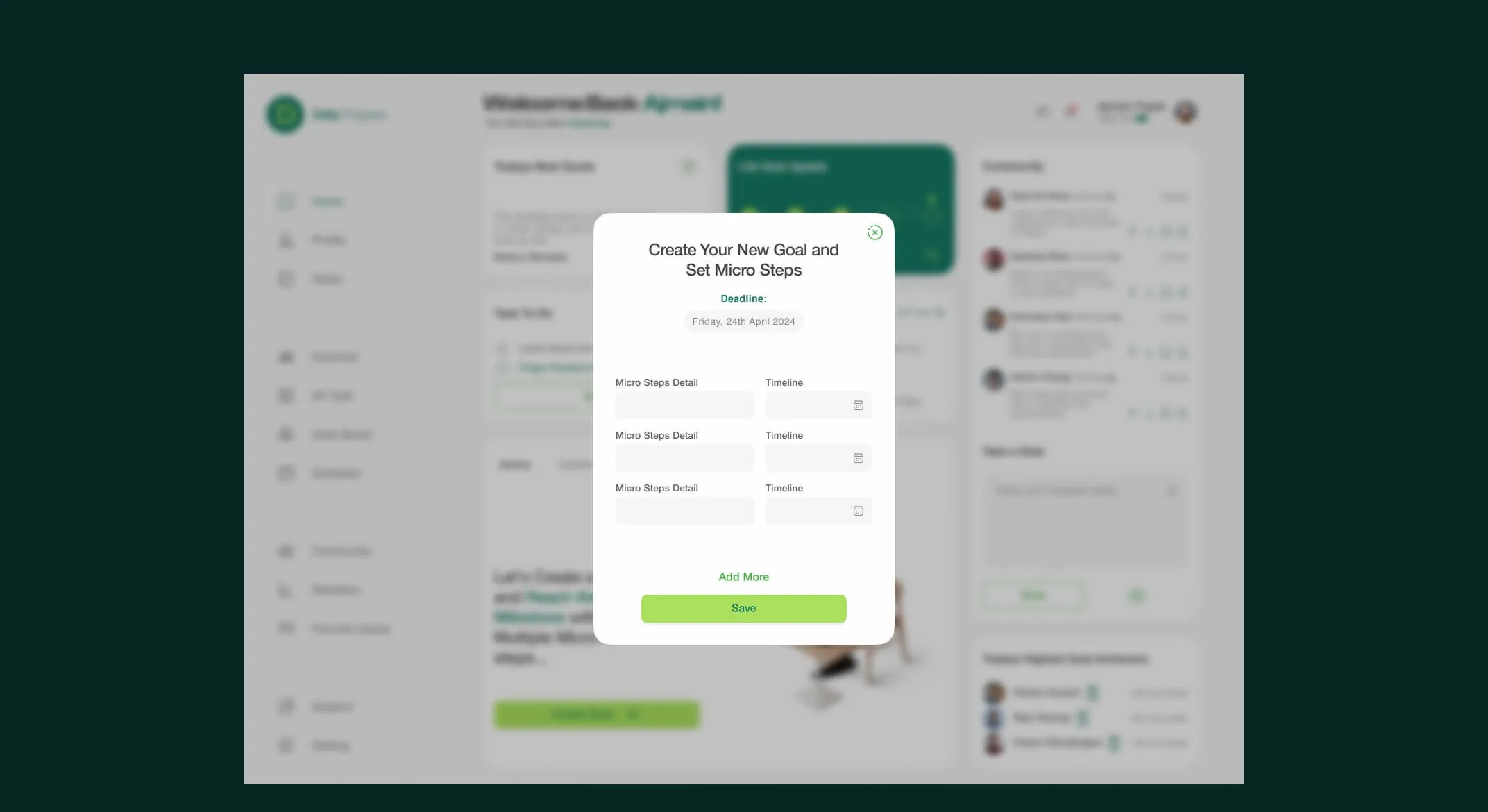 Set micro-steps pop-up with a timeline for each step